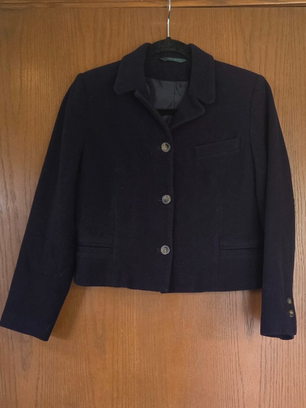 Harve Benard- Women's Navy Blue Cropped Wool Blazer- Small?- Great Quality